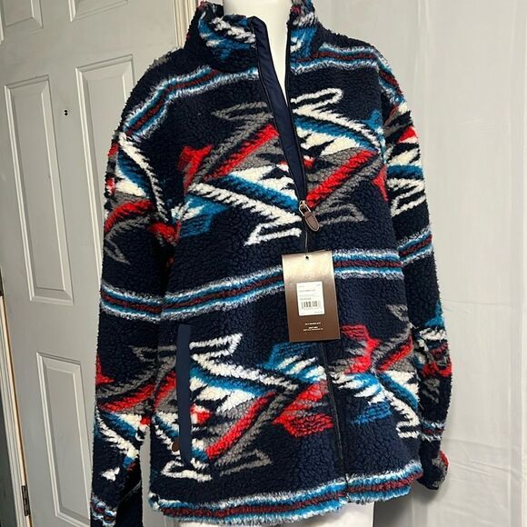 ARIAT Men's Fleece Chimayo Jacket Centinela New Mexico Navy Aztec Southwest.